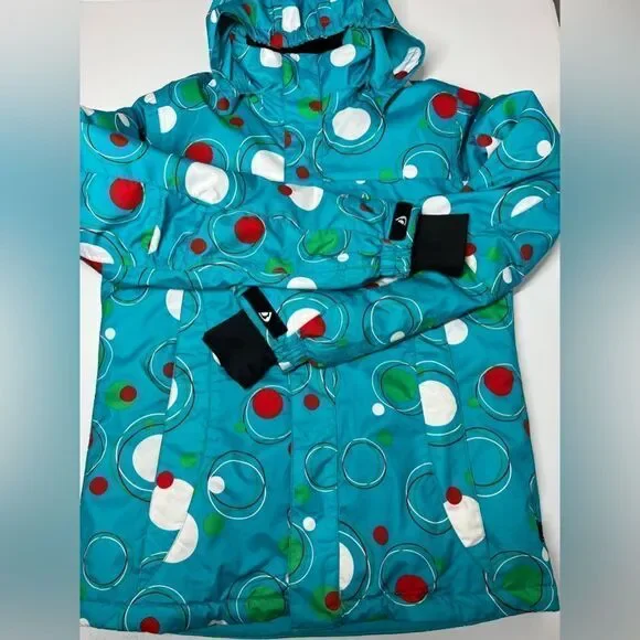 Bergson SKI-/SNOWBOARD Winter JACKET Blue Red Dots Size 16 Kids /176 cm